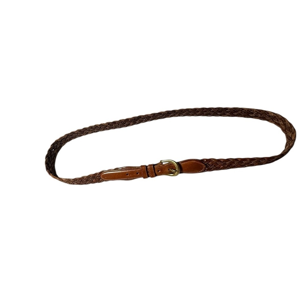 Coach Braided Leather Belt in British Brown Size 41”